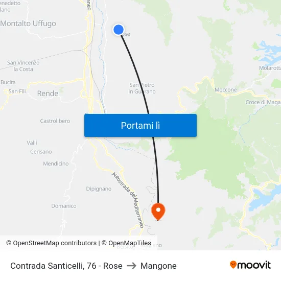 Contrada Santicelli, 76 - Rose to Mangone map