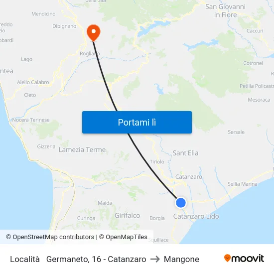 Località   Germaneto, 16 - Catanzaro to Mangone map