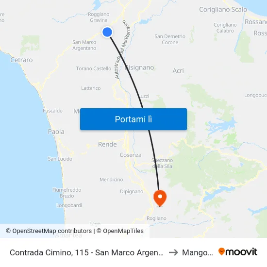 Contrada Cimino, 115 - San Marco Argentano to Mangone map