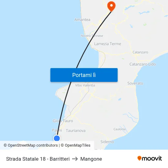 Strada Statale 18 - Barritteri to Mangone map