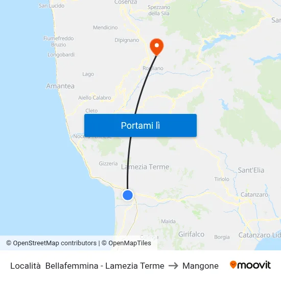 Località  Bellafemmina - Lamezia Terme to Mangone map