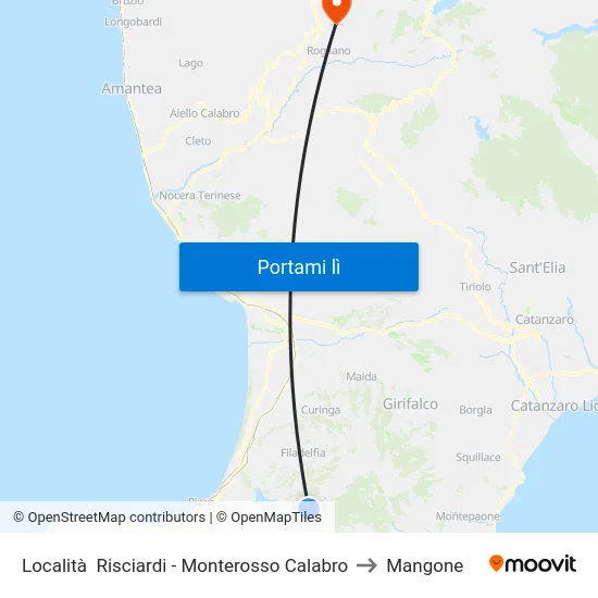 Località  Risciardi - Monterosso Calabro to Mangone map