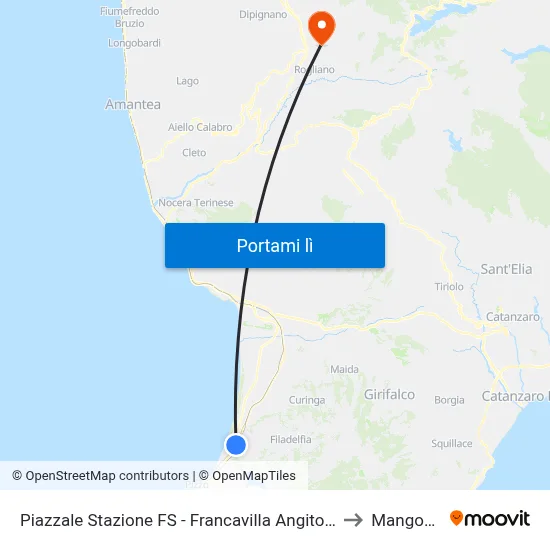 Piazzale Stazione FS - Francavilla Angitola to Mangone map