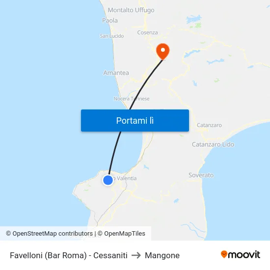 Favelloni (Bar Roma)  - Cessaniti to Mangone map