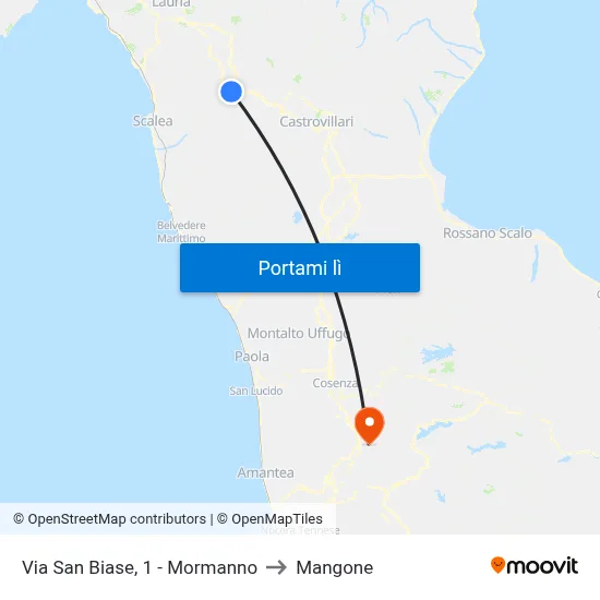 Via San Biase, 1 - Mormanno to Mangone map