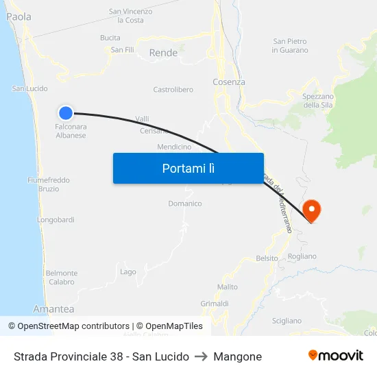 Strada Provinciale 38 - San Lucido to Mangone map