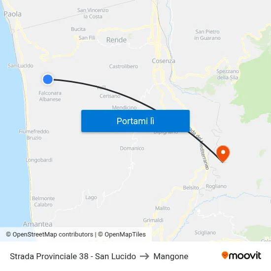 Strada Provinciale 38 - San Lucido to Mangone map