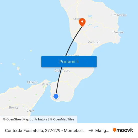 Contrada Fossatello, 277-279 - Montebello Ionico to Mangone map
