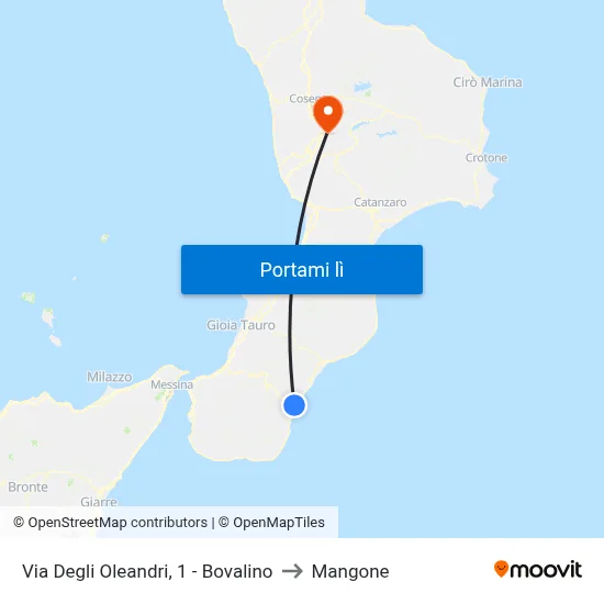 Via Degli Oleandri, 1 - Bovalino to Mangone map