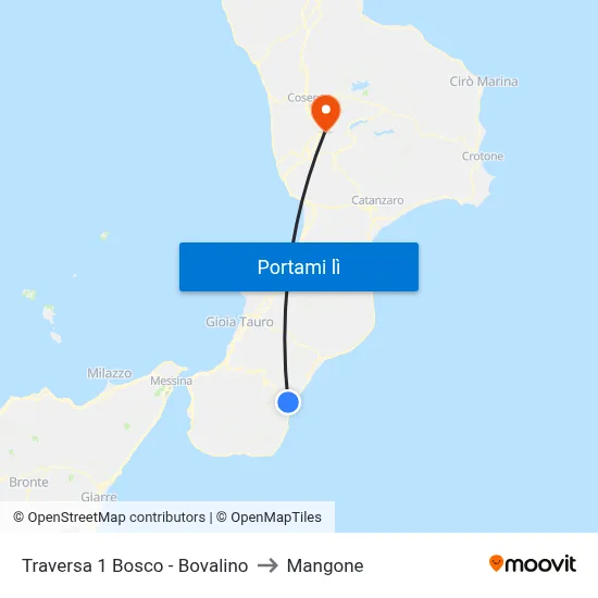 Traversa 1 Bosco - Bovalino to Mangone map