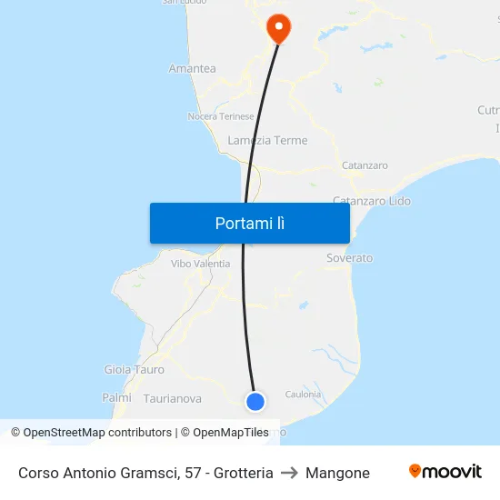 Corso Antonio Gramsci, 57 - Grotteria to Mangone map