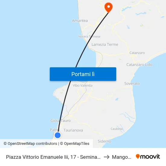 Piazza Vittorio Emanuele Iii, 17 - Seminara to Mangone map