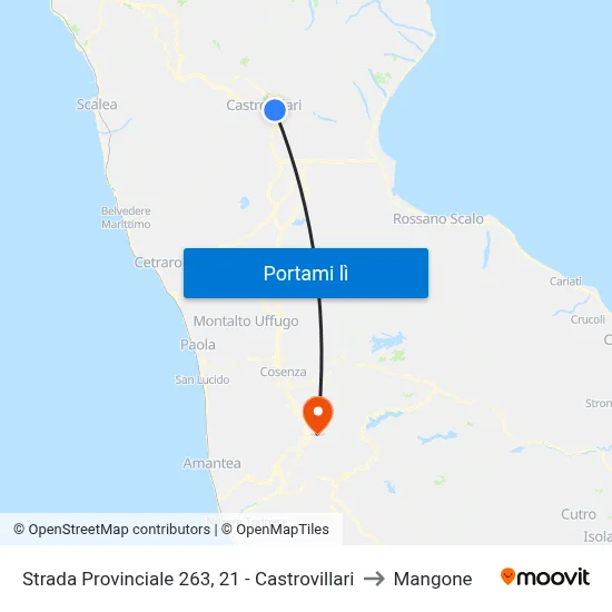 Strada Provinciale 263, 21 - Castrovillari to Mangone map
