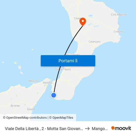 Viale Della Libertà , 2 - Motta San Giovanni to Mangone map