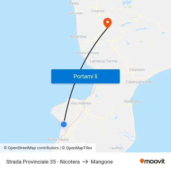 Strada Provinciale 35 - Nicotera to Mangone map