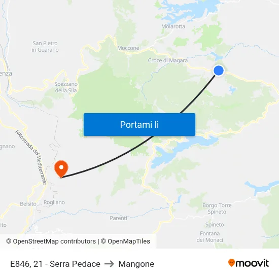 E846, 21 - Serra Pedace to Mangone map