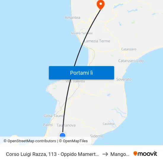 Corso Luigi Razza, 113 - Oppido Mamertina to Mangone map