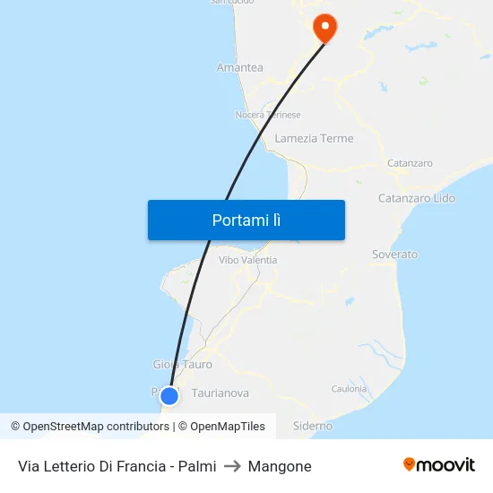Via Letterio Di Francia - Palmi to Mangone map