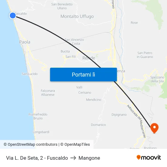 Via L. De Seta, 2 - Fuscaldo to Mangone map