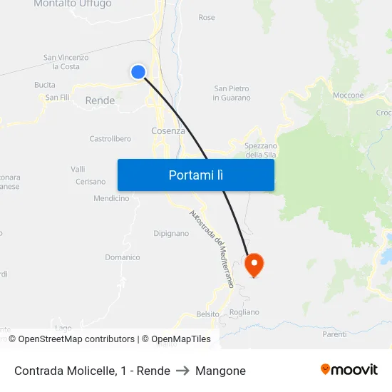 Contrada Molicelle, 1 - Rende to Mangone map