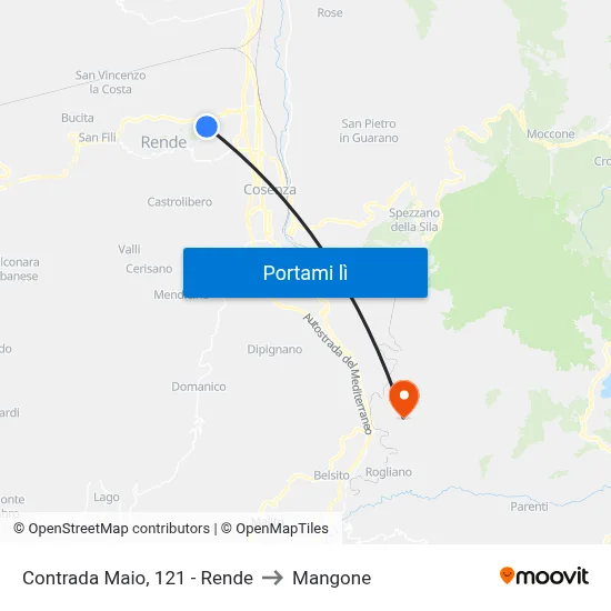 Contrada Maio, 121 - Rende to Mangone map