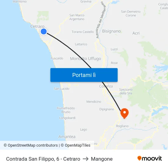 Contrada San Filippo, 6 - Cetraro to Mangone map