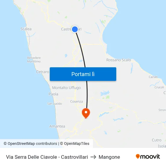 Via Serra Delle Ciavole - Castrovillari to Mangone map