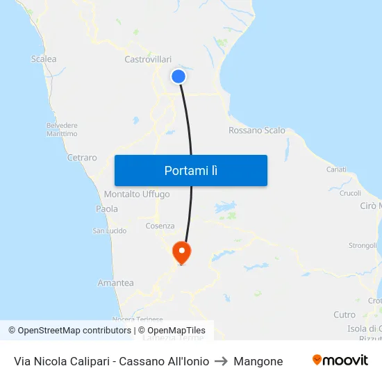 Via Nicola Calipari - Cassano All'Ionio to Mangone map