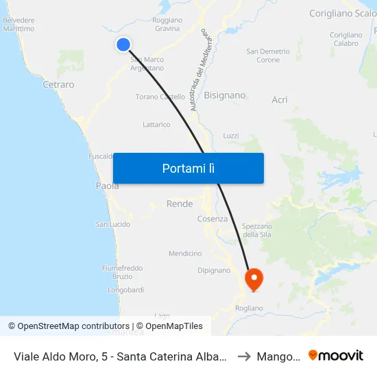 Viale Aldo Moro, 5 - Santa Caterina Albanese to Mangone map