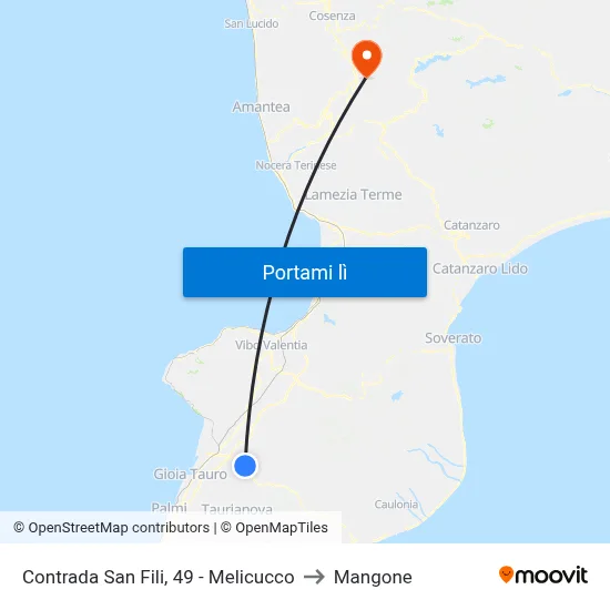Contrada San Fili, 49 - Melicucco to Mangone map