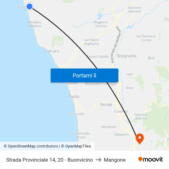 Strada Provinciale 14, 20 - Buonvicino to Mangone map