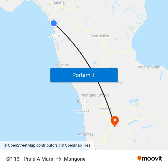 SP 13 - Praia A Mare to Mangone map