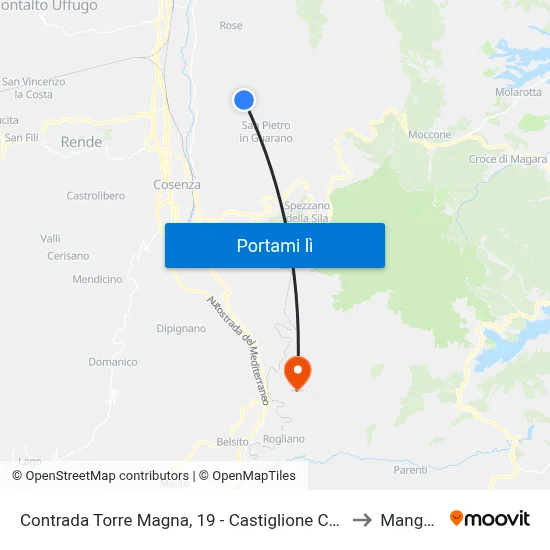 Contrada Torre Magna, 19 - Castiglione Cosentino to Mangone map