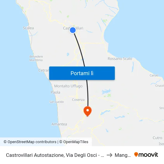 Castrovillari Autostazione, Via Degli Osci - Castrovillari to Mangone map