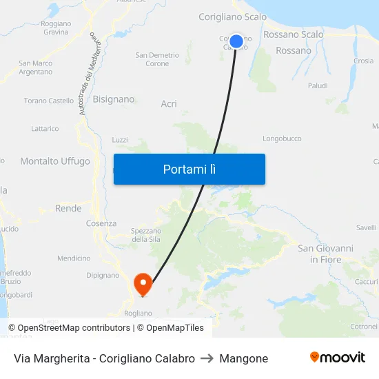 Via  Margherita - Corigliano Calabro to Mangone map