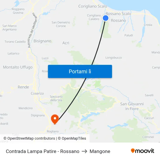 Contrada  Lampa Patire - Rossano to Mangone map