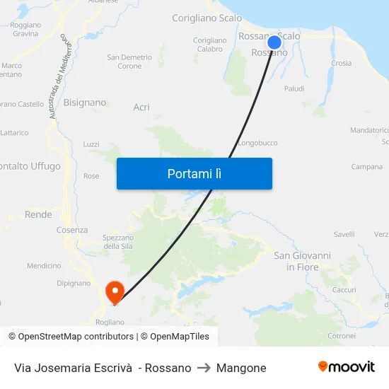 Via  Josemaria Escrivà  - Rossano to Mangone map