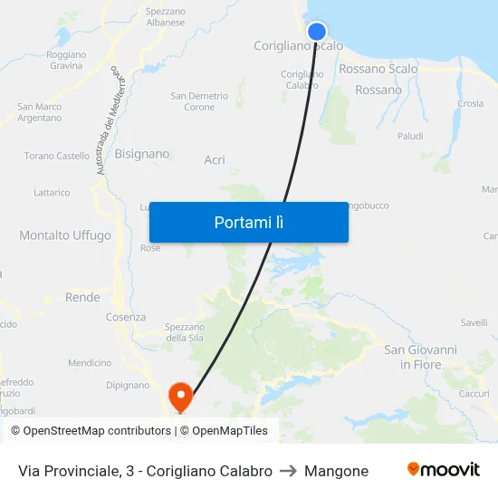 Via  Provinciale, 3 - Corigliano Calabro to Mangone map