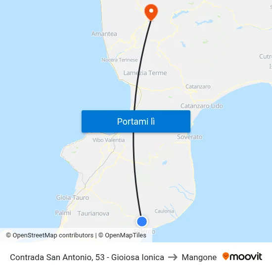 Contrada San Antonio, 53 - Gioiosa Ionica to Mangone map