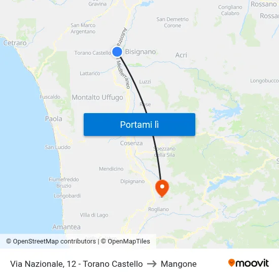 Via Nazionale, 12 - Torano Castello to Mangone map