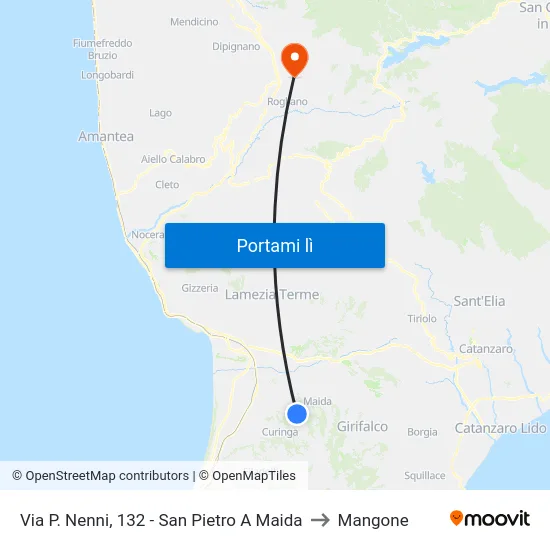 Via P. Nenni, 132 - San Pietro A Maida to Mangone map