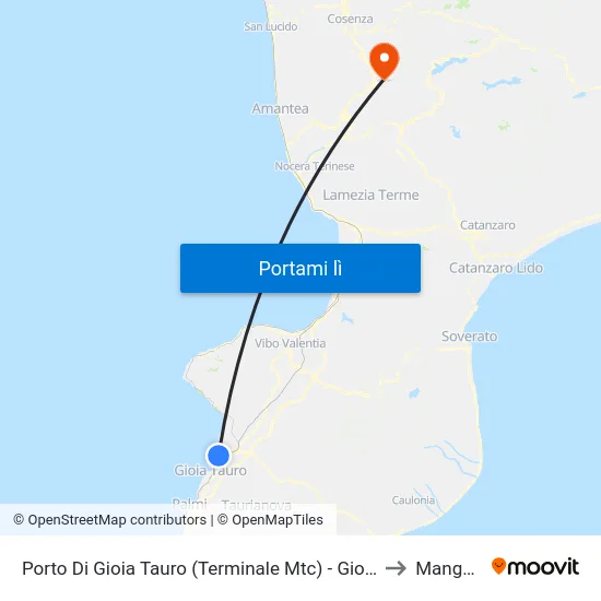 Porto Di Gioia Tauro (Terminale Mtc) - Gioia Tauro to Mangone map