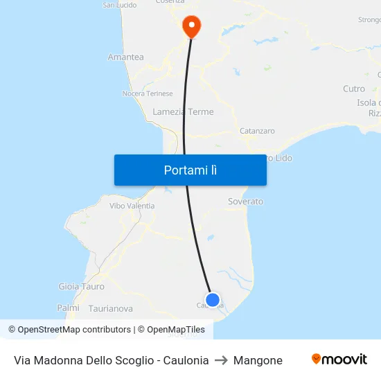 Via Madonna Dello Scoglio - Caulonia to Mangone map