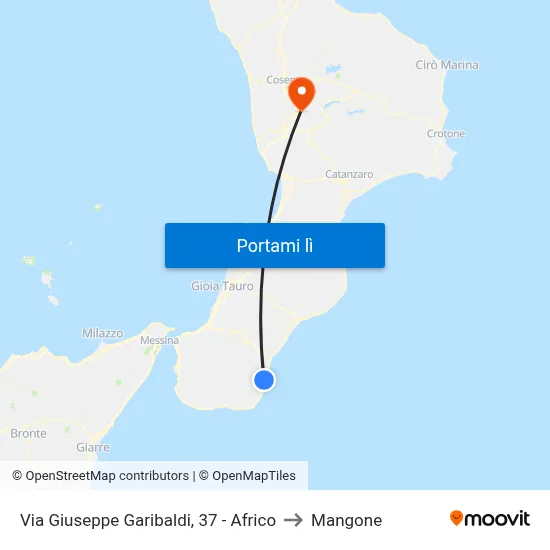 Via Giuseppe Garibaldi, 37 - Africo to Mangone map