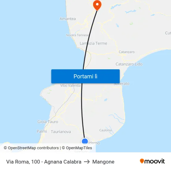 Via Roma, 100 - Agnana Calabra to Mangone map