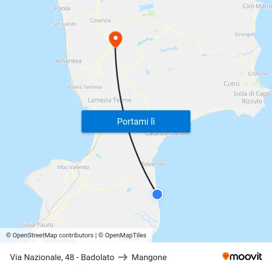 Via Nazionale, 48 - Badolato to Mangone map