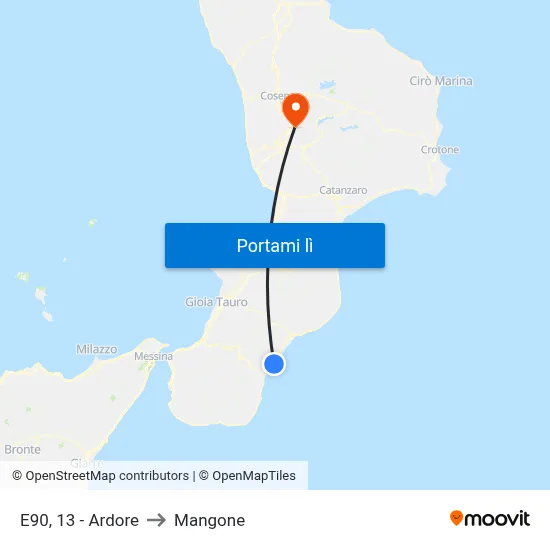 E90, 13 - Ardore to Mangone map