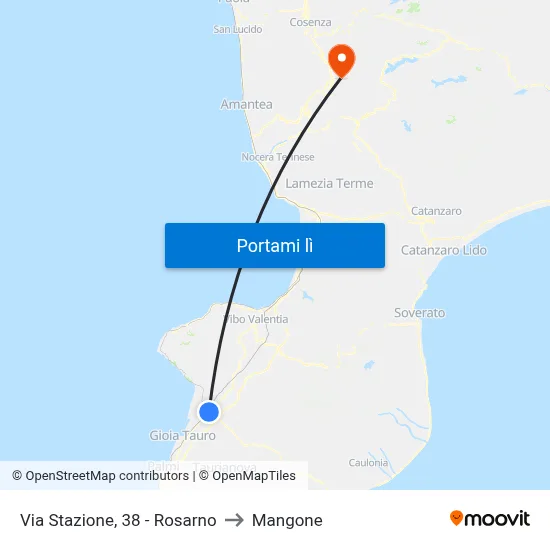 Via Stazione, 38 - Rosarno to Mangone map