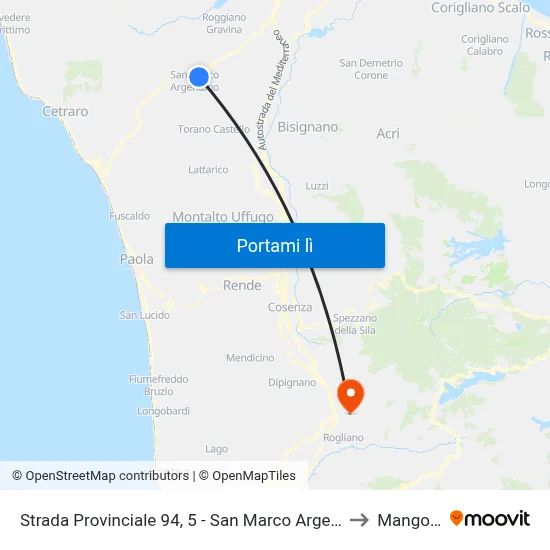 Strada Provinciale 94, 5 - San Marco Argentano to Mangone map