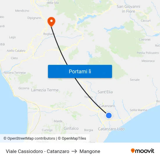 Viale Cassiodoro - Catanzaro to Mangone map